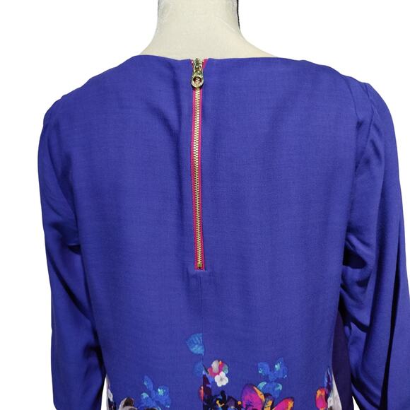 Joules Women's Sz 6 Eva Notch Neck Woven Tunic Shift Dress Blue Floral - Picture 7 of 10